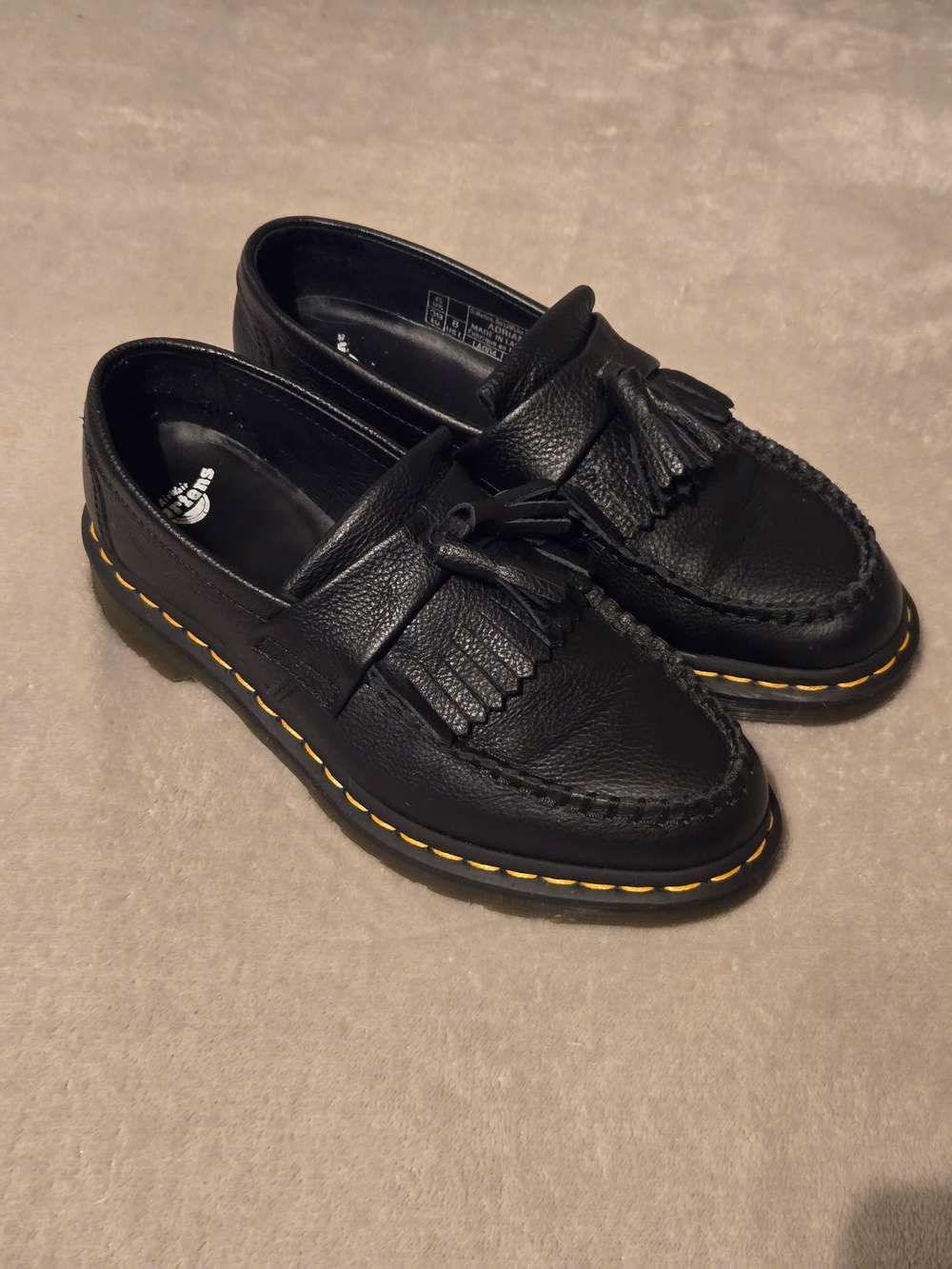 Dr. Martens Black Leather Tassel Adrian Loafers Womens 8 - Picture 2 of 5